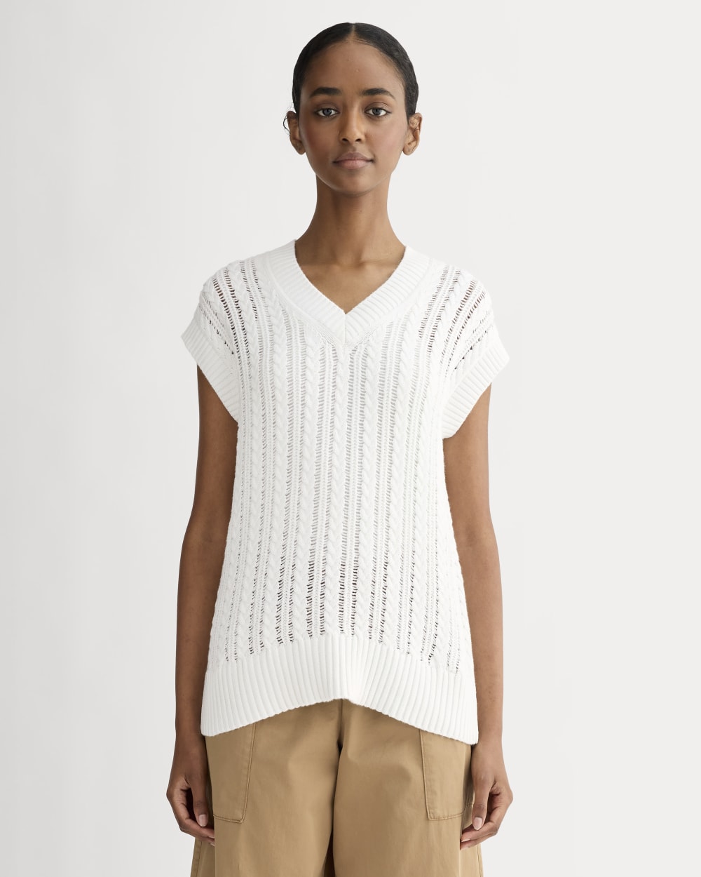 womens-mesh-cable-vest-everyday-cotton-white | primary