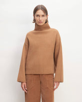 womens-felted-merino-funnel-pullover-deep-camel | primary