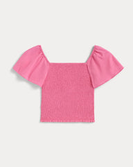 womens-gauze-smocked-top-deep-pink | alt