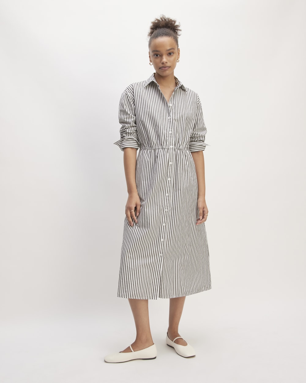 womens-supima-cotton-midi-shirt-dress-white-black | primary