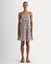 womens-gauze-mini-tiered-dress-soft-cobalt-floral | primary