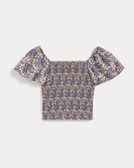 womens-gauze-smocked-top-mocha-floral | alt