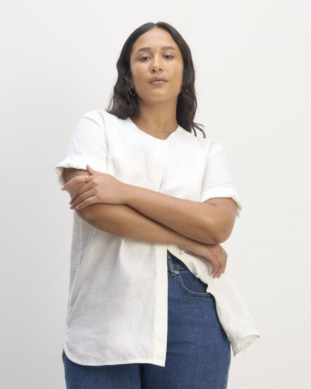 womens-linen-ss-bib-shirt-white | primary