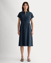 womens-linen-workwear-midi-dress-navy | primary