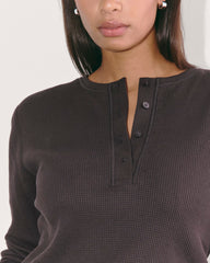 womens-cotton-waffle-henley-tee-black | alt