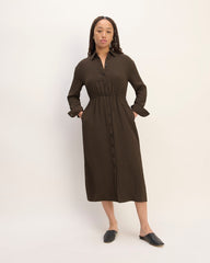 womens-mini-jacquard-stripe-shirt-dress-cocoa-black | primary