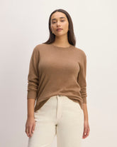 womens-cashmere-classic-crew-sweater-heathered-brown | primary