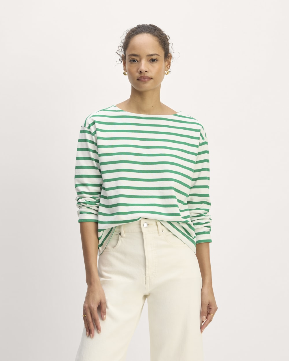 womens-modern-breton-tee-bone-grass-green | primary