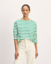 womens-modern-breton-tee-bone-grass-green | primary