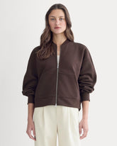 womens-fleece-bomber-jacket-dark-chocolate | primary