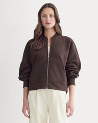 womens-fleece-bomber-jacket-dark-chocolate | primary