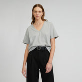 womens-organic-ctn-boxy-v-tee-heathered-grey | primary