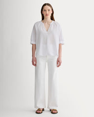 womens-gauze-gathered-top-white