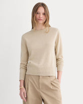 womens-cashmere-slim-crew-sweater-heather-light-camel | primary