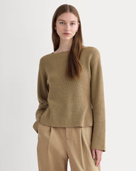 womens-boatneck-top-in-everyday-cotton-dark-heathered-camel | primary
