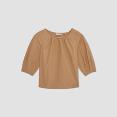 womens-poplin-scoop-neck-top-caramel | alt