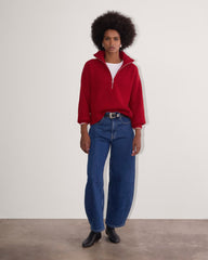womens-felted-merino-halfzip-sweater-berry-red
