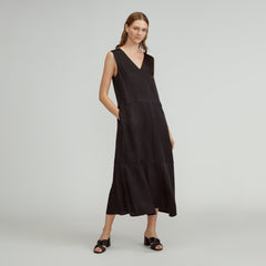 womens-satin-v-neck-maxi-dress-black | primary