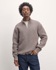 mens-felted-merino-half-zip-sweater-taupe-melange | primary