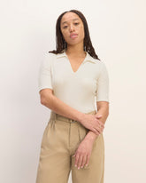 womens-rib-soft-knit-open-collar-polo-bone | primary