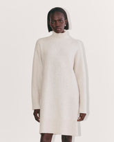 womens-luxe-cotton-sweater-dress-heathered-oat | primary