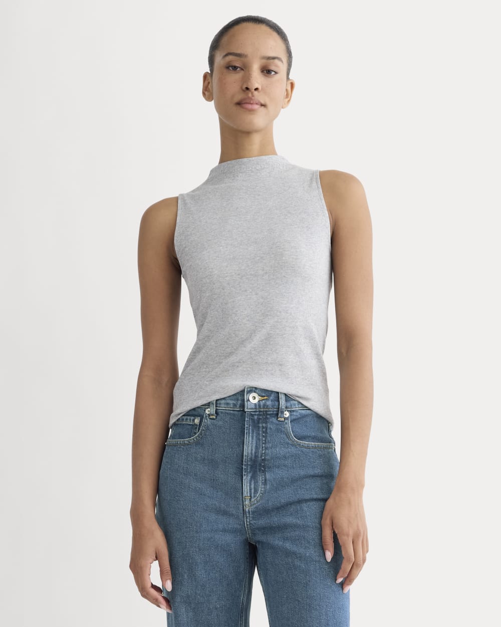 womens-supima-micro-rib-funnel-neck-tank-classic-heather-grey | primary