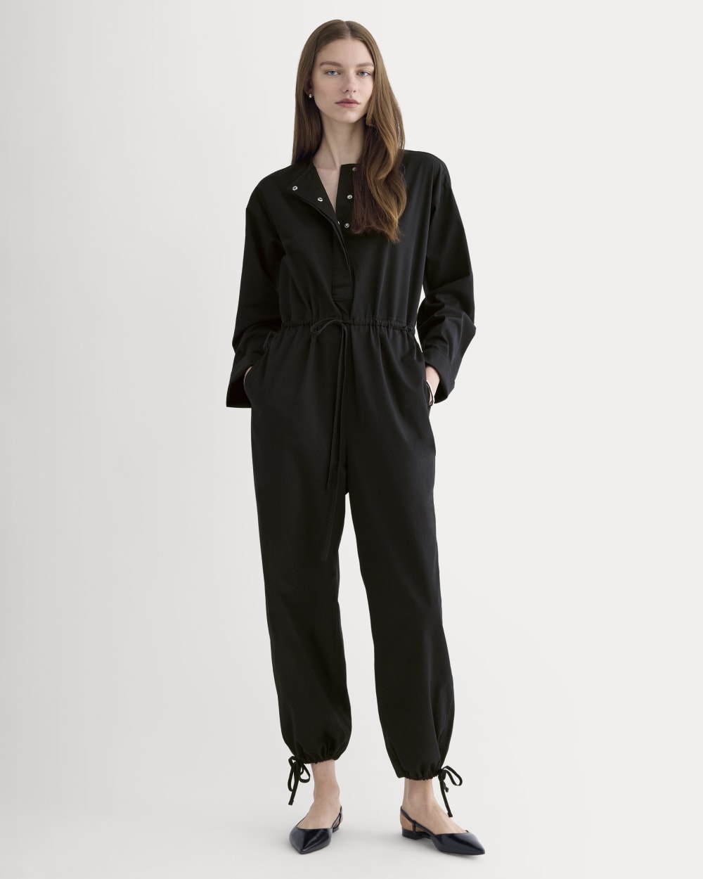 womens-utility-drawstring-jumpsuit-black | primary