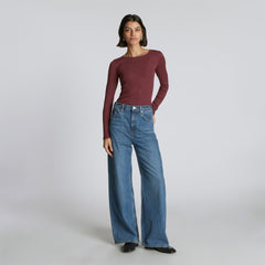 womens-supima-rib-long-sleeve-crew-brandy | alt