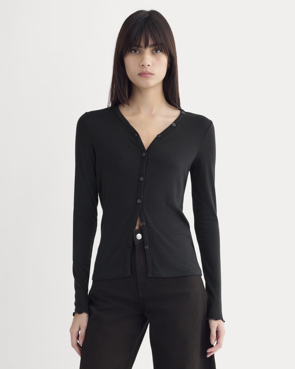 womens-sheer-v-neck-cardigan-butterluxe-black | primary