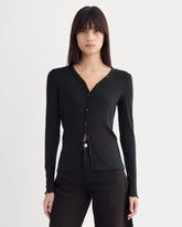 womens-sheer-v-neck-cardigan-butterluxe-black | primary