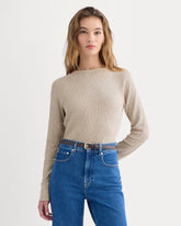 womens-slim-fit-crew-in-cozy-waffle-heathered-oatmeal | primary
