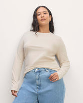 womens-essential-slim-long-sleeve-crew-heathered-oat | primary