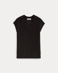 womens-mesh-cable-vest-everyday-cotton-black | alt