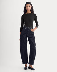 womens-luxe-rib-3-4-sleeve-boatneck-tee-black