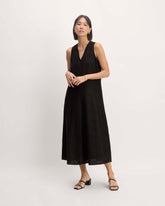 womens-linen-eyelet-maxi-dress-black-eyelet | primary