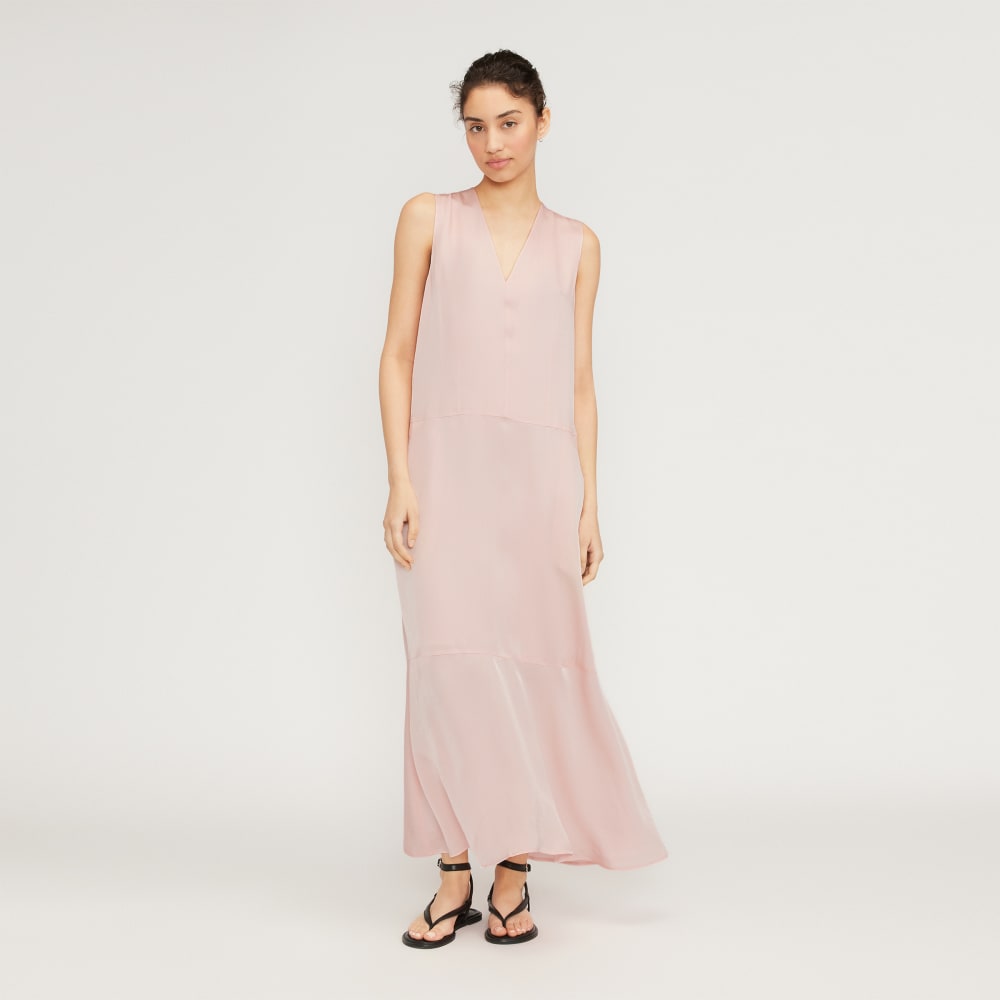 womens-satin-v-neck-maxi-dress-petal-pink | primary