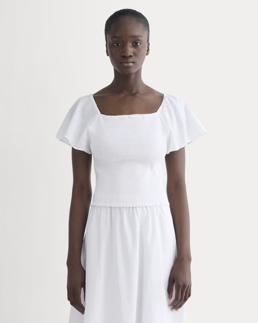 womens-gauze-smocked-top-white | primary
