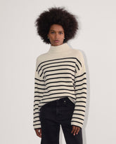 womens-wool-cashmere-fisherman-sweater-bone-black-stripe | primary
