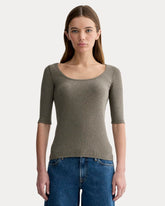 womens-supima-micro-rib-scoop-neck-tee-heathered-fatigue | primary