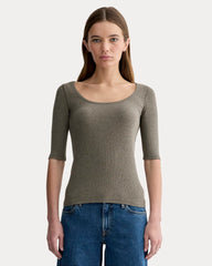womens-supima-micro-rib-scoop-neck-tee-heathered-fatigue | primary