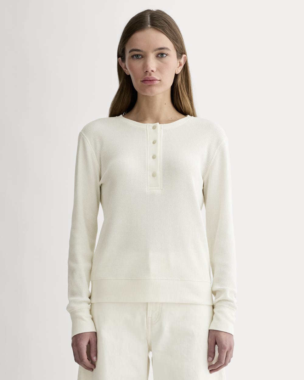 womens-cotton-waffle-henley-tee-bone | primary