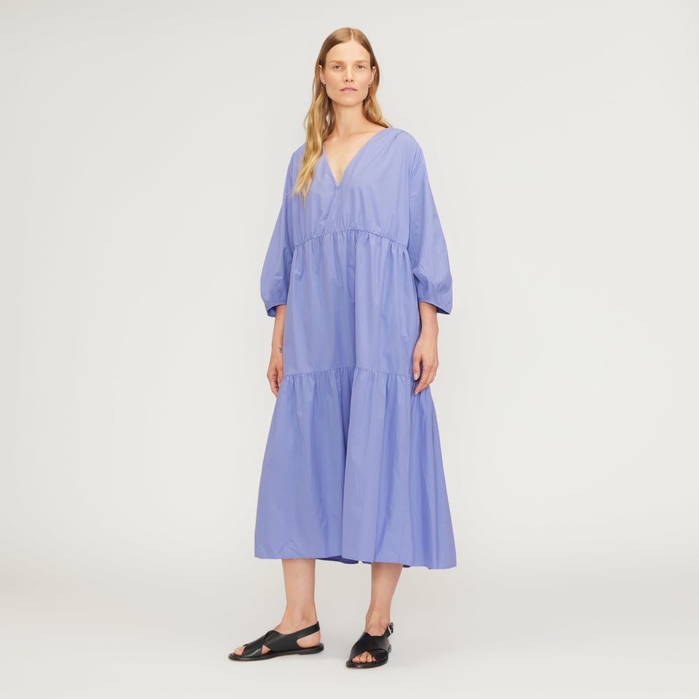 womens-poplin-tiered-dress-cornflower-blue | primary