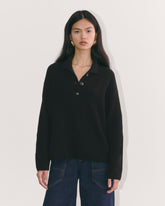 womens-wool-cashmere-cocoon-henley-sweater-black | primary