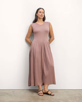 womens-viscose-knit-pleated-dress-dusty-rose | primary