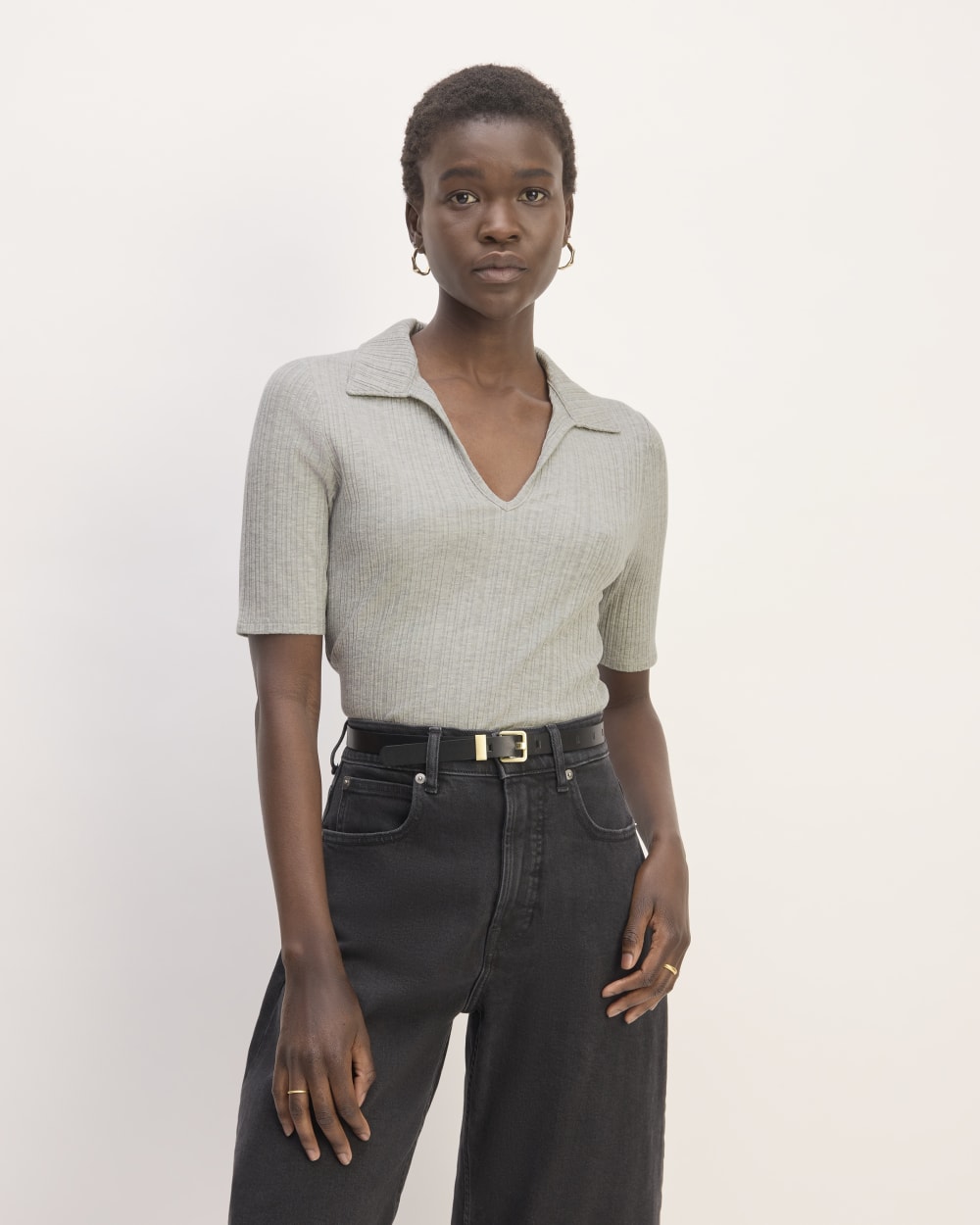 womens-rib-soft-knit-open-collar-polo-heathered-grey | primary