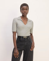 womens-rib-soft-knit-open-collar-polo-heathered-grey | primary