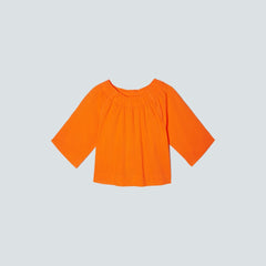 womens-seersucker-gathered-tee-bright-orange