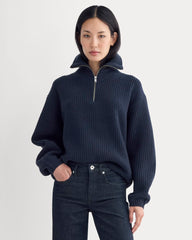 womens-half-zip-sweater-in-luxe-merino-navy | primary