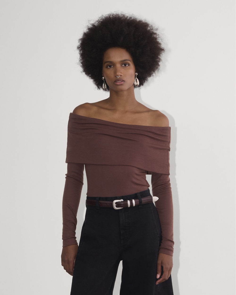 womens-off-shoulder-top-butterluxe-dark-mahogany | primary