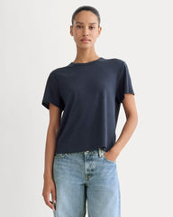 womens-box-cut-tee-cotton-linen-navy | primary